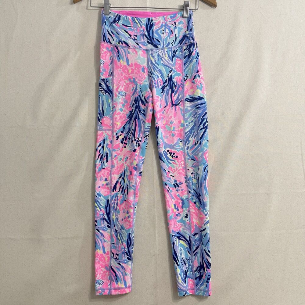 Lilly Pulitzer Luxletic High Rise Weekender Floral Leggings Size XXS Blue Pink